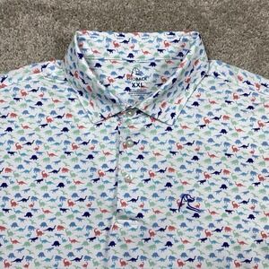 Rhoback The Jurassic Mens XXL Dinosaur Print Stretch Performance Golf Polo Shirt